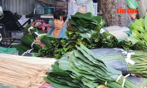 Chợ lá dong lớn nhất TP Hồ Chí Minh vào mùa Tết