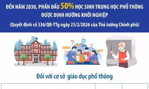 Đến năm 2030, phấn đấu 50% học sinh trung học phổ thông được định hướng khởi nghiệp
