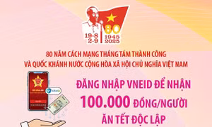 Đăng nhập VNeID để nhận 100.000 đồng/người ăn Tết Độc lập