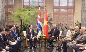 Chủ tịch Quốc hội Vương Đình Huệ hội kiến Đại tướng Raúl Castro Ruz và Bí thư thứ nhất, Chủ tịch Cuba Miguel Díaz-Canel