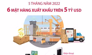  5 tháng năm 2022: 6 mặt hàng xuất khẩu trên 5 tỷ USD