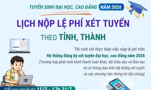 Lịch nộp lệ phí xét tuyển đại học, cao đẳng năm 2026