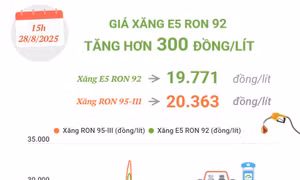 Giá xăng E5 RON 92 tăng hơn 300 đồng/lít