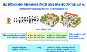 Thủ tướng Chính phủ chỉ đạo việc sắp xếp cơ sở giáo dục công lập cấp tỉnh, cấp xã