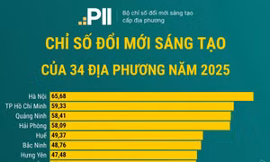 Chỉ số đổi mới sáng tạo năm 2025 của 34 địa phương
