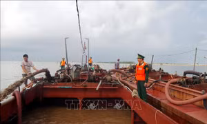 Nam Định: Bắt quả tang 2 tàu hút cát trái phép trên biển