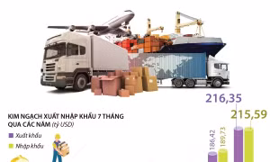 Tổng kim ngạch xuất, nhập khẩu tăng 14,8% trong 7 tháng năm 2022