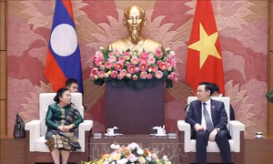 Chủ tịch Quốc hội Vương Đình Huệ tiếp Phó Chủ tịch Quốc hội Lào Sounthone Xayachack