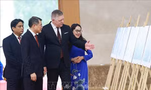 Hai Thủ tướng Việt Nam và Slovakia tham quan trưng bày ảnh về quan hệ hai nước
