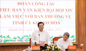 Đoàn Tiểu ban Văn kiện Đại hội XIV của Đảng làm việc với Tỉnh ủy Khánh Hòa