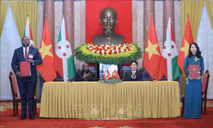 Chủ tịch nước Lương Cường, Tổng thống Burundi chứng kiến lễ trao văn kiện hợp tác 