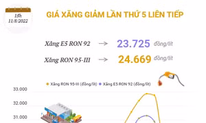 Hơn 1 tháng, giá xăng giảm liên tiếp 5 lần 