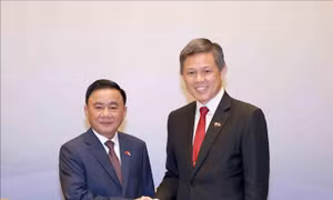 Lễ đón Ủy viên Bộ Chính trị, Thường trực Ban Bí thư Trần Cẩm Tú thăm chính thức Singapore