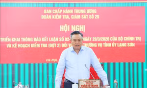 Thông báo Kết luận kiểm tra, giám sát với Ban Thường vụ Tỉnh uỷ Lạng Sơn