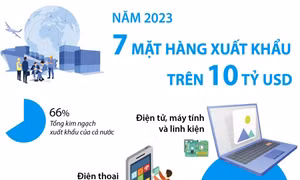  Năm 2023: 7 mặt hàng xuất khẩu trên 10 tỷ USD