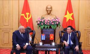Đồng chí Nguyễn Xuân Thắng tiếp, làm việc với Đại sứ Cuba tại Việt Nam