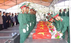Gia Lai: Truy điệu, an táng 19 hài cốt liệt sỹ