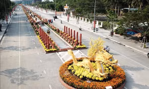 Xác lập kỷ lục 'Đường gốm đỏ và hoa dài nhất Việt Nam'
