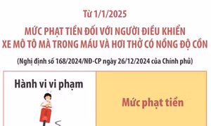 Mức phạt tiền với người lái xe máy có nồng độ cồn từ 1/1/2025