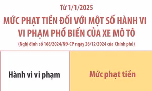 Mức phạt tiền với một số vi phạm phổ biến của xe máy từ 1/1/2025