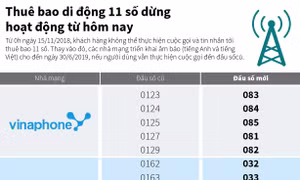 Dừng hoạt động thuê bao di động 11 số