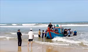 Hàng trăm tàu thuyền 'mắc cạn' tại cửa sông Dinh
