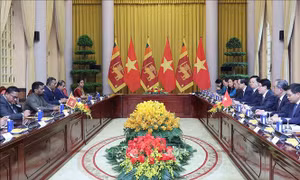 Chủ tịch nước Lương Cường hội đàm với Tổng thống Sri Lanka