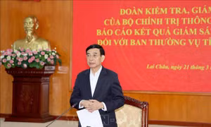 Đoàn Kiểm tra, giám sát của Bộ Chính trị làm việc với Ban Thường vụ Tỉnh ủy Lai Châu