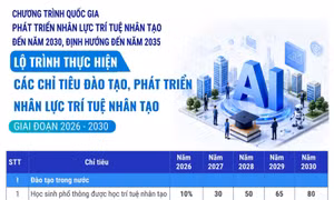 Lộ trình thực hiện các chỉ tiêu đào tạo, phát triển nhân lực trí tuệ nhân tạo giai đoạn 2026-2030