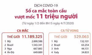  Số ca mắc COVID-19 trên toàn cầu vượt mốc 11 triệu người