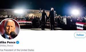 Twitter của Phó Tổng thống Pence đổi ảnh bìa sang ảnh ông Biden - bà Harris