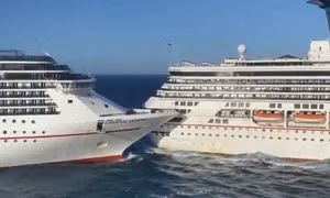 Khoảnh khắc hai siêu du thuyền 5 sao đâm nhau ngoài khơi Mexico
