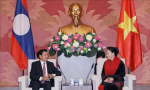 Chủ tịch Quốc hội Nguyễn Thị Kim Ngân tiếp Thủ tướng Lào Thongloun Sisoulith