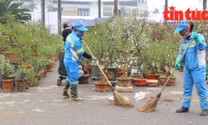 Nỗ lực đảm bảo vệ sinh môi trường chợ hoa Tết