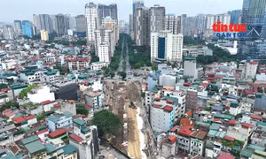 Toàn cảnh công trường Vành đai 2,5 đoạn Vũ Phạm Hàm - Trần Duy Hưng.