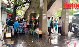 Xử lý hàng quán lấn chiếm quanh nhà ga Cầu Giấy tuyến Metro Nhổn - Ga Hà Nội