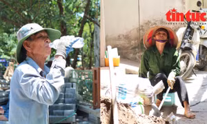Người dân Hà Nội chật vật mưu sinh dưới nắng nóng 40 độ C