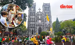 Phố phường Hà Nội 'khoác áo' Giáng sinh
