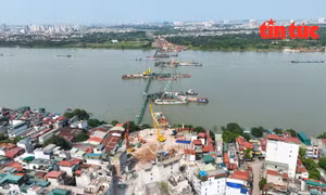 Hà Nội đẩy nhanh thi công cầu Trần Hưng Đạo vượt sông Hồng