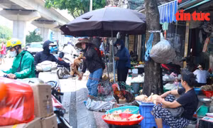 Hà Nội: Chợ tự phát đua nhau lấn chiếm vỉa hè, lòng đường 