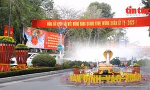 Đường phố Nam Định rực rỡ cờ hoa mừng Đảng, mừng Xuân Ất Tỵ