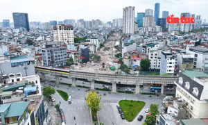 Toàn cảnh đường Vành đai 2,5 đoạn Cầu Giấy sau hơn 2 tháng thi công.