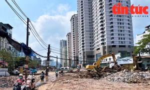 Vành đai 2,5 đoạn Cầu Giấy gỡ 'nút thắt' mặt bằng, đẩy nhanh tiến độ