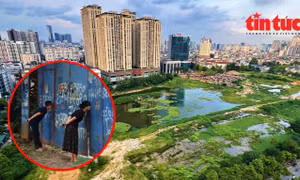 Cận cảnh dự án công viên rộng 10 ha quây tôn bỏ hoang ở Hà Nội