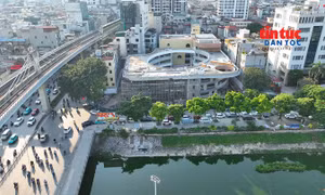 Cận cảnh trụ sở quận Cầu Giấy cũ được chuyển đổi thành trường học.