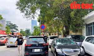 Ô tô đỗ tràn lan tại khu đô thị mới Cầu Giấy bất chấp biển cấm