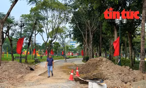 Hiện trạng thi công hệ thống chống ngập tại Công viên Cầu Giấy