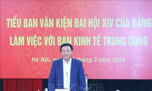 Tiểu ban Văn kiện Đại hội XIV của Đảng làm việc với Ban Kinh tế Trung ương