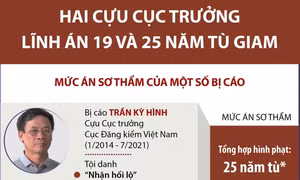 Hai cựu Cục trưởng Cục Đăng kiểm Việt Nam lĩnh án 19 và 25 năm tù giam