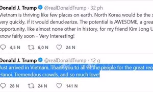 Tổng thống Mỹ Donald Trump cảm ơn Việt Nam vì sự đón tiếp nồng hậu